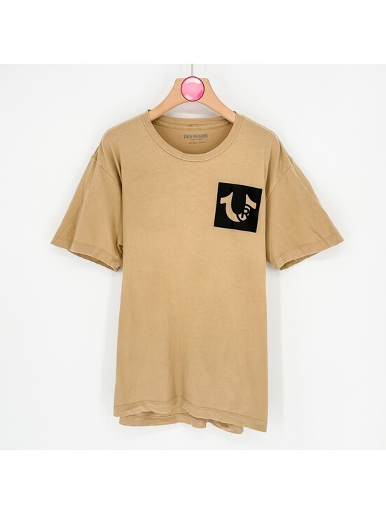 True Religion Other - True Religion Flag Pocket Logo Graphic Tee Beige Cotton Streetwear Mens Large